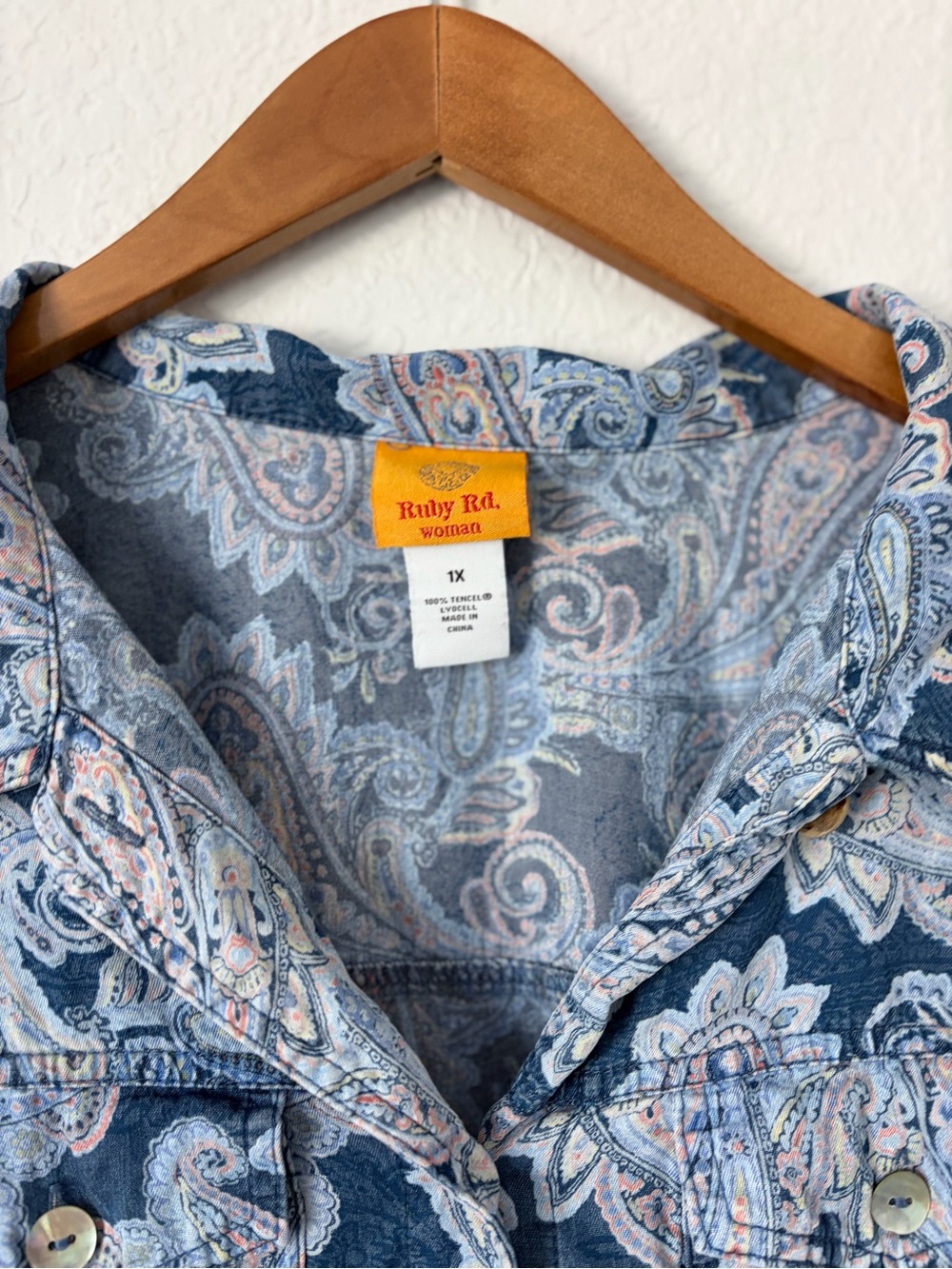 Ruby Rd Paisley Print Button-Front Jacket - Blue - Picture 3 of 4